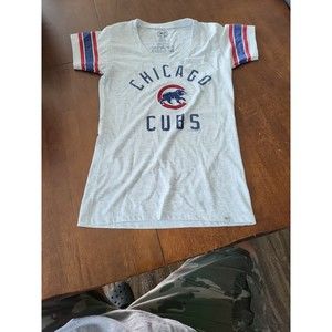 47 Forty Seven Small Chicago Cubs T Shirt Women's Gray Short Sleeve MLB Baseball